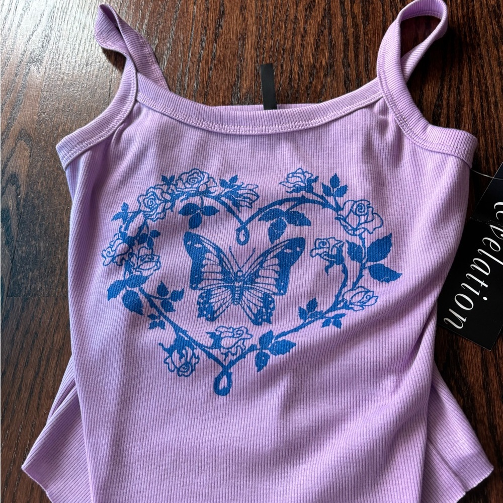 Revelation girls size medium light purple butterfly tank